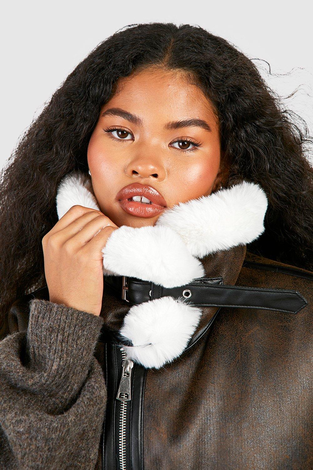 Boohoo faux shop fur aviator jacket